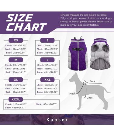 Kuoser Waterproof Dog Coat - Cold Weather Jacket for Small & Medium Dogs | Fleece Lined Reflective Vest | Cozy XS Purple Pet Clothing - Buy Online on GoSupps.com