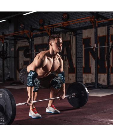 7mm Neoprene Compression Knee Sleeves XL Camo Gray (1 Pair) - Ideal for Cross Training, Weightlifting, Powerlifting, Squats, Basketball & More - Great Support - Buy Online on GoSupps.com