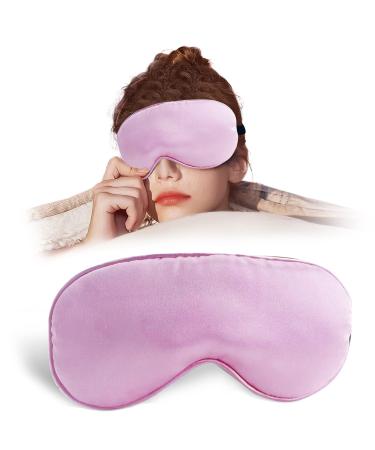 Sleep Mask Night Cover Eye Sleeping Silk Satin Masks for Women Blindfold for Airplane Travel Adjustable Strap (Pink)