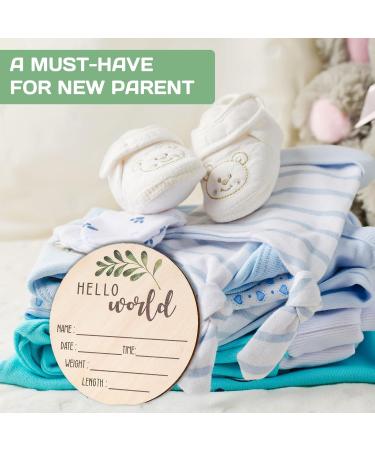 Baby Announcement Sign for Newborn 5.9" Double-Sided Hello World Newborn Name Sign for Hospital Birth Announcement The Perfect Round Wooden Welcome Baby Sign for New Baby Boy Girl Gifts - Buy Online on GoSupps.com