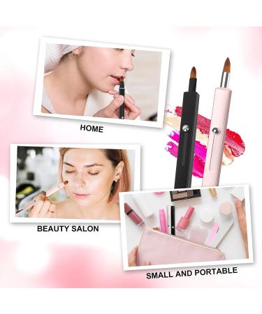 Simfree 2 Pieces Retractable Lip Brushes - Double-ended Applicator for Lipstick, Lip Liner, Gloss, Eyeshadow - Portable and Versatile - Pink and Black - Buy Online on GoSupps.com