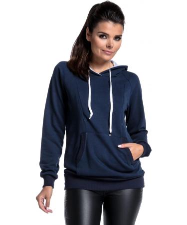 Zeta Ville Maternity Nursing Hoodie Sweatshirt with Zippers - Navy Blue - Buy Online on GoSupps.com