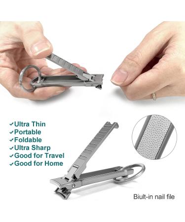 XGIZMOO Nail Clippers with Glass Nail File - Portable Folding Mini Cutter for Natural Nails | Curved Trimmer with Keychain | Wide Jaw Design | X021DB-S - Buy Online on GoSupps.com