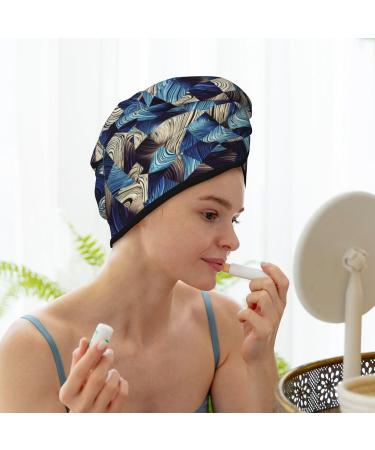 Hair Towel Wrap - Fast Drying Turban with Button | Abstract Blue Squares | Best Hair Drying Towel for Quick Results - Buy Online on GoSupps.com