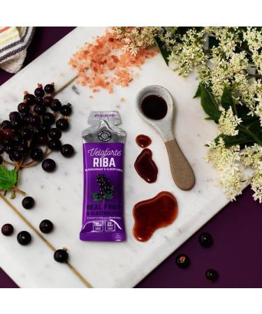 Veloforte Riba Energy Gel Fast Releasing Energy 100% Natural & Delicious Energy Gels with 22g of Natural Energy Riba Flavour (Blackcurrant & Elderflower) (9) - Buy Online on GoSupps.com