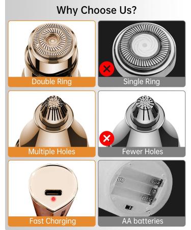 2 in 1 Eyebrow Trimmer & Facial Hair Remover for Women - Rechargeable Device with LED Light Perfect for Face Lip & Peach Fuzz - Pink - Buy Online on GoSupps.com