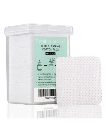 200 Pcs Glue Cleaning Cotton Pads Non-Woven Fabric Wipes Glue Wiping Cloth for Clean Lash Extension Glue, Tweezers,Lash Glue Holder Pads, Glue Bottle Mouth (200 Sheets) 200 Count (Pack of 1)