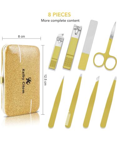 Tweezers Set for Facial Hair Removal Women 8Pcs Precision Eyebrow Tweezers Nail Clipper Set Eyebrow Plucker Men for Ingrown Hair Removal (Champagne Colour) - Buy Online on GoSupps.com