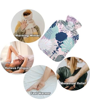 NAANLE Tropical Palm Leaves Hot Water Bottle with Cover - 2L Heat Bottle for Back Pain Relief & Warm Therapy | Ideal Hand & Foot Warmer - Buy Online on GoSupps.com