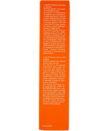  Korff Korff Sun Secret Anti-Dark Spot Face Liquid SPF50+ Fluid Cream with Soft Texture Very High UVB and UVA Protection Biodegradable Water Resistant 50 ml - Buy Online on GoSupps.com