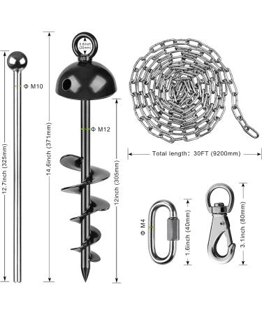 Lifeswell 15-Inch Dog Tie Out Stake & 30ft Heavy Duty Stainless Steel Chain for Dogs up to 125lbs | Perfect for Courtyard & Camping - Buy Online on GoSupps.com