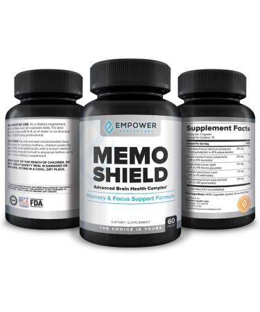 MemoShield Brain Health Supplement Advanced Memory Support with Lion's Mane Bacopa Monnieri and Ginkgo Biloba Cognitive Function and Brain Health Formula 60 Capsules - Buy Online on GoSupps.com