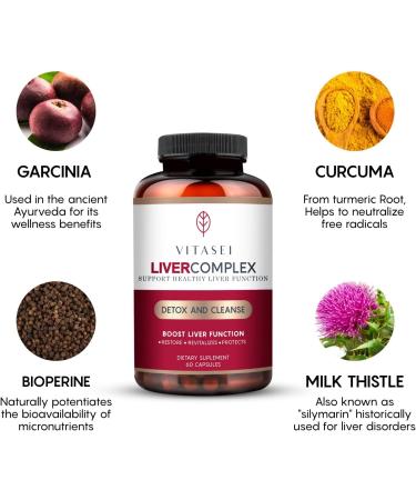 VITASEI Liver Cleanse & Body Detox Capsules - 120 Capsules Dietary Supplement for Men & Women - Buy Online on GoSupps.com