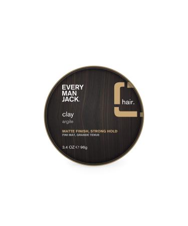 Every Man Jack Mens Hair Styling - Add Extra Thickness and Texture with a Medium Hold, Matte Finish, and Low Shine - Non-Greasy, For All Hair Types, Fragrance Free - 3.4-ounce - 1 Tin (1 Pack, Clay)