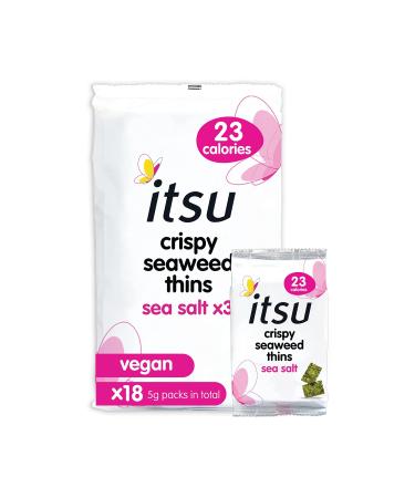 Itsu Sea Salt Flavour Seaweed Thins | Crispy seaweed | 5 g 18 Count (Pack of 1) | Vegan Low Calorie Healthy Snack