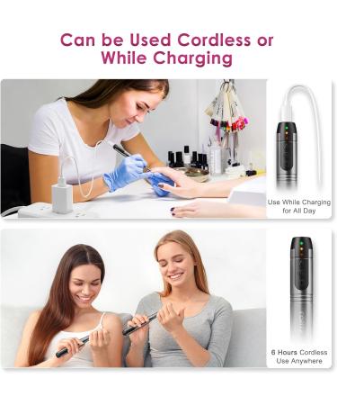 COSLUS Electric Nail Drill with 45 Kits - Cordless Manicure Set | 3-Speed Professional E File for Acrylic & Gel Nails - Rose Grey - Buy Online on GoSupps.com