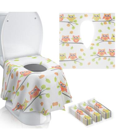 Gimars 20 Packs XL Large Full Cover Disposable Travel Toilet Potty Seat Covers - Individually Wrapped Portable Potty Shields for Adult, The Pregnant, Kids and Toddler Potty Training (Owl Design) white