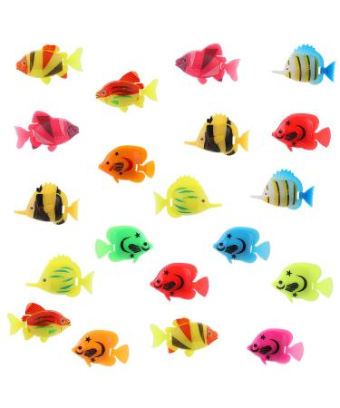 Cobee aquarium plastic fish 20 pieces of artificial floating fish figures realistic moving fish ornament tropical fish decorations for aquarium bathing toys