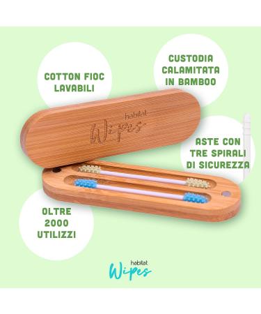 Habitat Wips - Eco-Friendly Reusable Ear Swabs in Bamboo Box | Washable Silicone Cotton Buds | Green & Blue Options - Buy Online on GoSupps.com