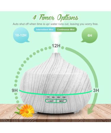 400ml Aroma Diffuser for Essential Oils | Ultrasonic Humidifier with 7 Color LED - Wood Grain White - Buy Online on GoSupps.com