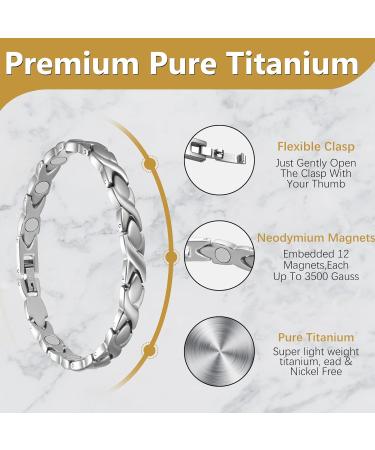 Jeracol Titanium Magnetic Bracelet for Women - 3500 Gauss Magnets, Adjustable Wristband, Removal Tool - Silver - Buy Online on GoSupps.com