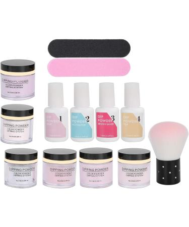 Nail Dipping Powder Set - Nail Kit Starter Nail Art Powder Professional Top Base Coat Gel Dust Brush 6 Color Manicure Tool Set for Nail Artist Salon Home Use (K1214) - Buy Online on GoSupps.com