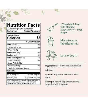 Monk Fruit Sweetener with Allulose 2 lbs | Keto & Vegan Friendly | Zero Calorie White Sugar Substitute | Non-GMO | Great for Drinks, Coffee, Tea, Cookies - Buy Online on GoSupps.com