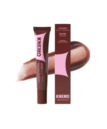 KNEMO LipLock Jelly Serum for Dry Lips Long-Lasting Hydration & Plumping Gloss with Rose PDRN Carrot Collagen Pillow Peptide Moisturizing Tinted Lip Balm (Red Bean)