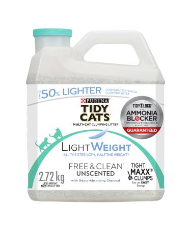 Tidy Cats Free & Clean Cat Litter LightWeight Unscented Multi-Cat - 2.72 kg Jug 2.72 kg Jug (1 Pack)
