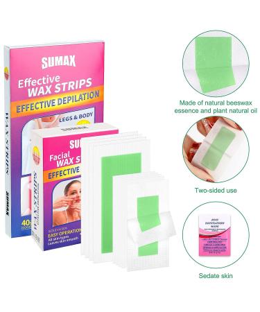 112-Piece Wax Strips Hair Remover for Bikini, Arms, Legs, & More | 72 Small + 40 Large Wax Strips | Includes 10 Calming Oil Wipes - Buy Online on GoSupps.com