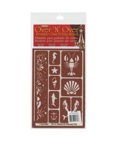 Armour Products Over N Over Glass Etching Stencil, 5-Inch by 8-Inch, Under The Sea