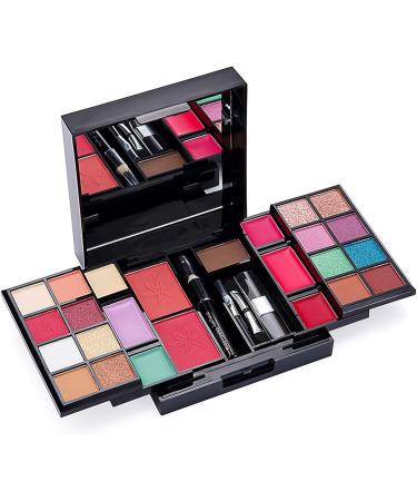 RoseFlower Mini Fold Out Cosmetic Palette 25-color Eyeshadow Blush Eyebrow Powder Set - All in One Pro Makeup Box, Portable Xmas Gift for Girls - Buy Online on GoSupps.com