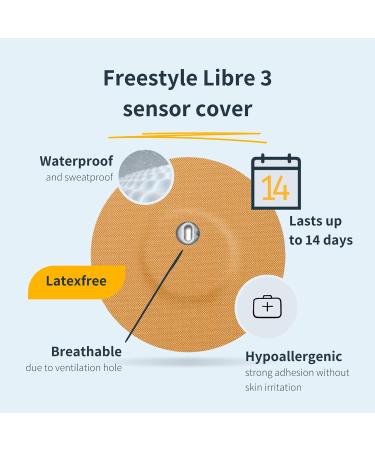 MySWeetStich - 10 Pack Freestyle Libre 3 Plaster | Skin-Friendly Waterproof & Breathable | Made in Germany | Beige 60mm with Ventilation Hole - Buy Online on GoSupps.com