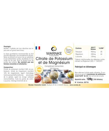 Potassium Citrate Magnesium 100 Capsules Highly Dosed Vegan Organic Minerals Highly Bioavailable - Buy Online on GoSupps.com