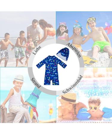 UPF 50+ Baby Boys/Girls Zipper Swimwear | Blue Shark One Piece Swimsuit 12-18 Months - Buy Online on GoSupps.com