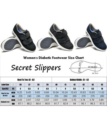 Secret Slippers Women's Diabetic Shoes | Wide Width Adjustable Walking Sneakers 9.5W Navy Blue - Buy Online on GoSupps.com