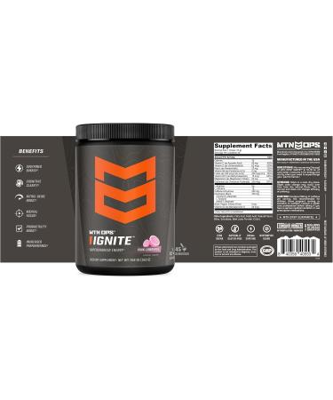 MTN OPS Ignite Energy Drink Powder Gluten Free Nootropic Supplement Drink Mix L Arginine L Citrulline Caffeine & Nootropic Sugar Free Drink Mix 45 Servings Pink Lemonade Pink Lemonade Tub - 45 servings - Buy Online on GoSupps.com