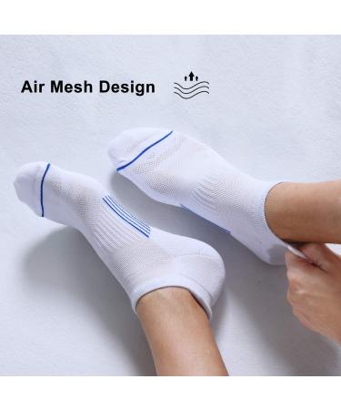 FITRELL Men's 6 Pack Ankle Running Socks - White Blue, Sizes 7-9 - Cushioned Athletic Sports Socks - Buy Online on GoSupps.com