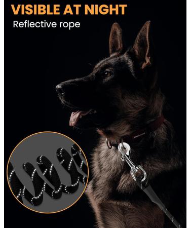 HAPPY HACHI 15m/50ft Reflective Dog Training Lead | Nylon Rope with Soft Handle and 2 Swivel Clips | Ideal for Large, Medium, and Small Dogs | Black - Buy Online on GoSupps.com