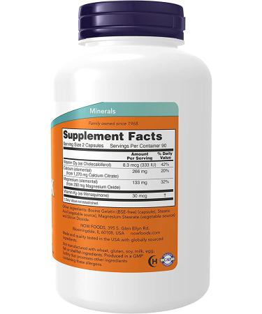 Now Foods Cal-Mag DK 180 Capsules - Premium Calcium & Magnesium Supplement - Buy Online on GoSupps.com