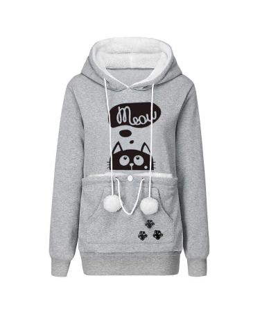 Women Long sleeve sweater hoodies with cat dog big bag cat bag sweater with zipper dog cat bag bag sweatshirt sweater hoodie women warm long-sleeved shirt cat sweater x-04 xl