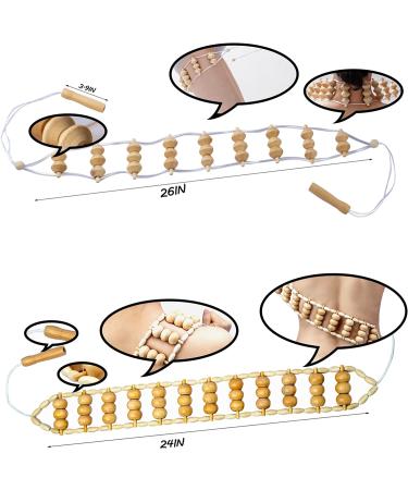 Wooden Back Massage Roller Rope Tool for Lymphatic Drainage and Muscle Pain Relief - 2 Pcs - Buy Online on GoSupps.com