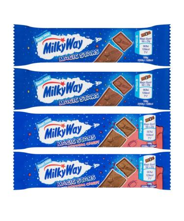 Chocolate Bar Bundle With Milky Way Magic Stars Dairy Free Chocolate 25g x2 and Chocolate With Popping Candy 25g x2 (4 Pack)