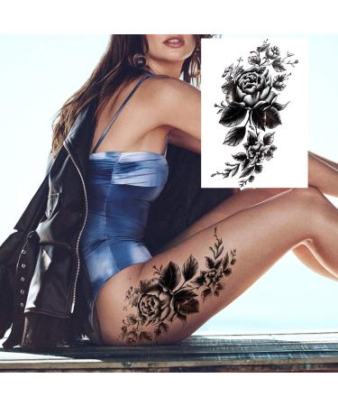 NEZAR Sexy Big Rose Flower Full Arm Temporary Tattoos - Waterproof Tribal Fake Tattoo Sleeves for Women - Buy Online on GoSupps.com