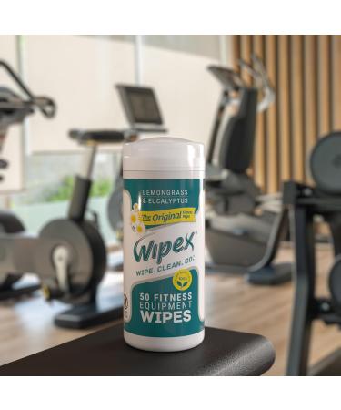 Wipex Fitness Equipment Wipes - Natural Plant-Based Gym Cleaner 50 Count Lemongrass & Eucalyptus - Ideal for Home Gym & Yoga Mats - Buy Online on GoSupps.com