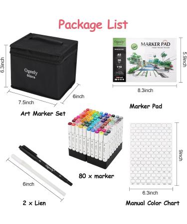 Ogeely Alcohol Markers 82 Color Dual Tip Permanent Art Markers with Case, Bullet Nib & Chisel Tip for Kids & Adults - Ideal for Sketching, Illustrations, and Design Drawing - Buy Online on GoSupps.com