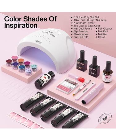 Morovan Poly Gel Nail Kit with Lamp and Drill - Complete Professional Set for Beginners with 48W Light and Electric Nail Drill - Buy Online on GoSupps.com
