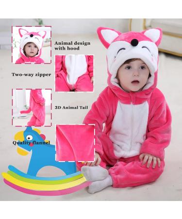 Doladola Unisex Baby Hooded Cartoon Animal Romper | Toddler's Jumpsuit 6-12 Months | Rose Fox Design - Buy Online on GoSupps.com