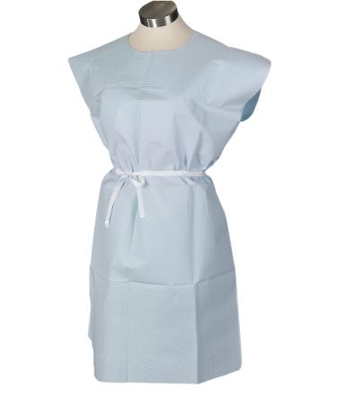 TIDI Choice Gowns Blue (Pack of 50) - Tissue/Poly/Tissue - Open Back Waist Tie Short Sleeve Medical Gowns - Standard Size (30 in x 42 in) - Latex Free - Medical Supplies Made in the USA (910520)