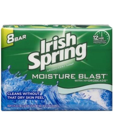 Irish Spring Deodorant Bar Soap Moisture Blast with HydroBeads 3.75Oz Pack of 2 Unscented 8 Count (Pack of 2) - Buy Online on GoSupps.com
